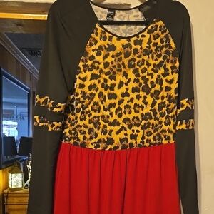 Leopard Print and Red Dress